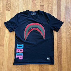 Eternity BC/AD Men Black Drip Embroidered 3D SHARK MOUTH Logo Tshirt Xl Cotton